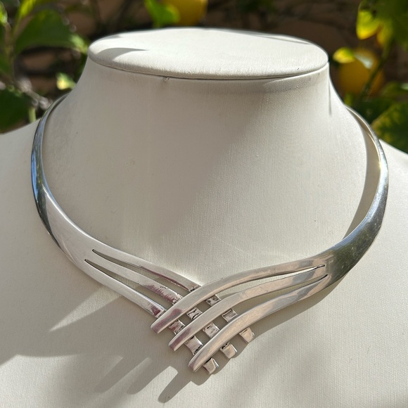 Taxco Jewelry - Solid Sterling Silver .925 Choker Cuff Necklace